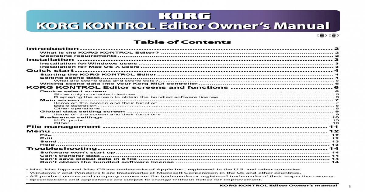 Korg Kontrol Editor Download Mac
